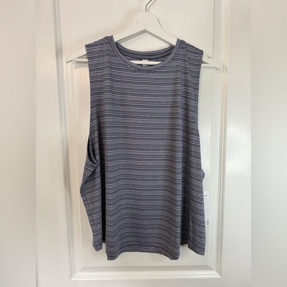 NWT Athleta Women’s Cloudlight Whisper Stripe Medieval Violet Muscle Tank - Picture 1 of 6